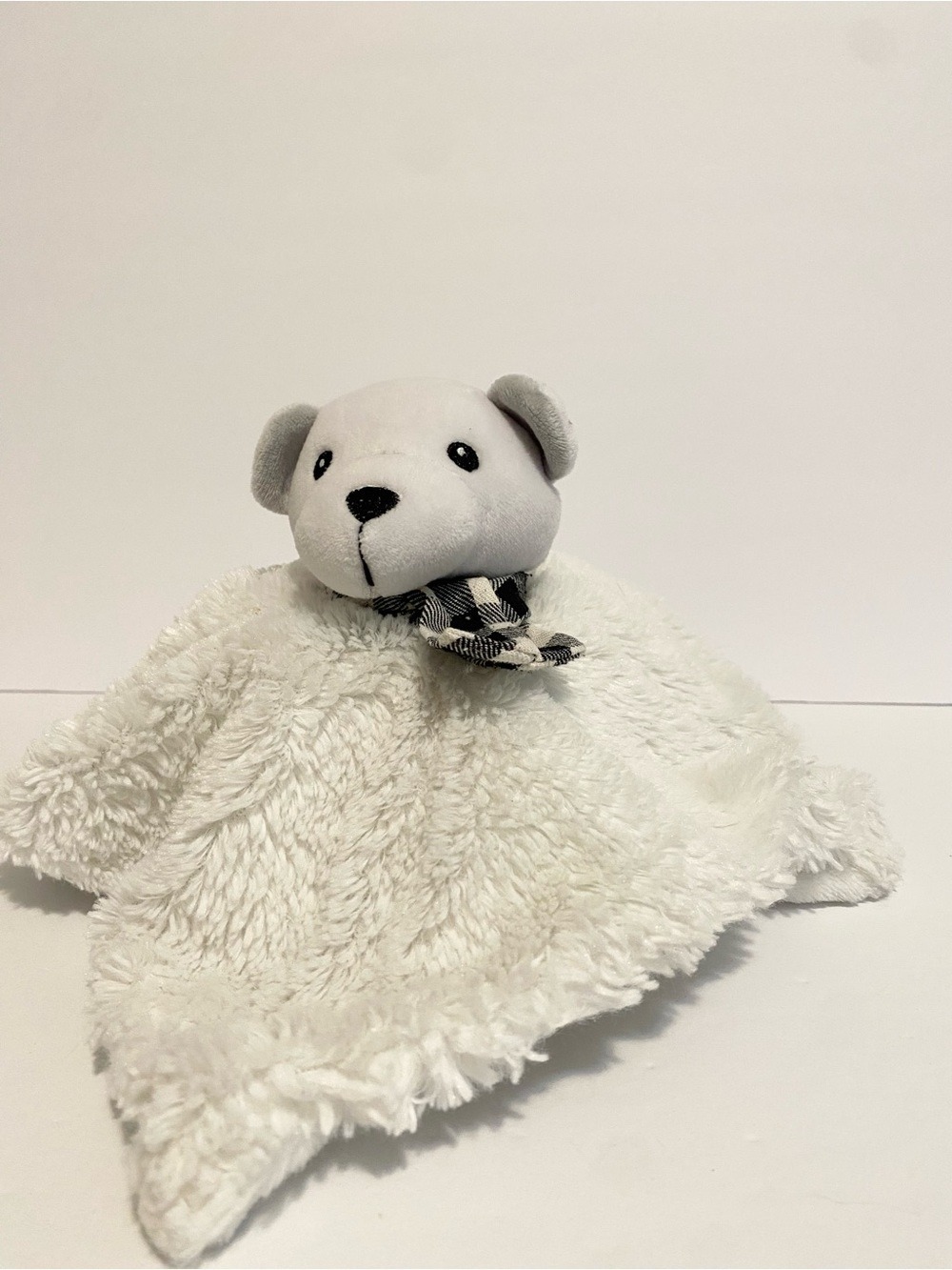 Jack & Lila Teddy Bear Lovey Black White Ribbon Baby Toy Security Blanket